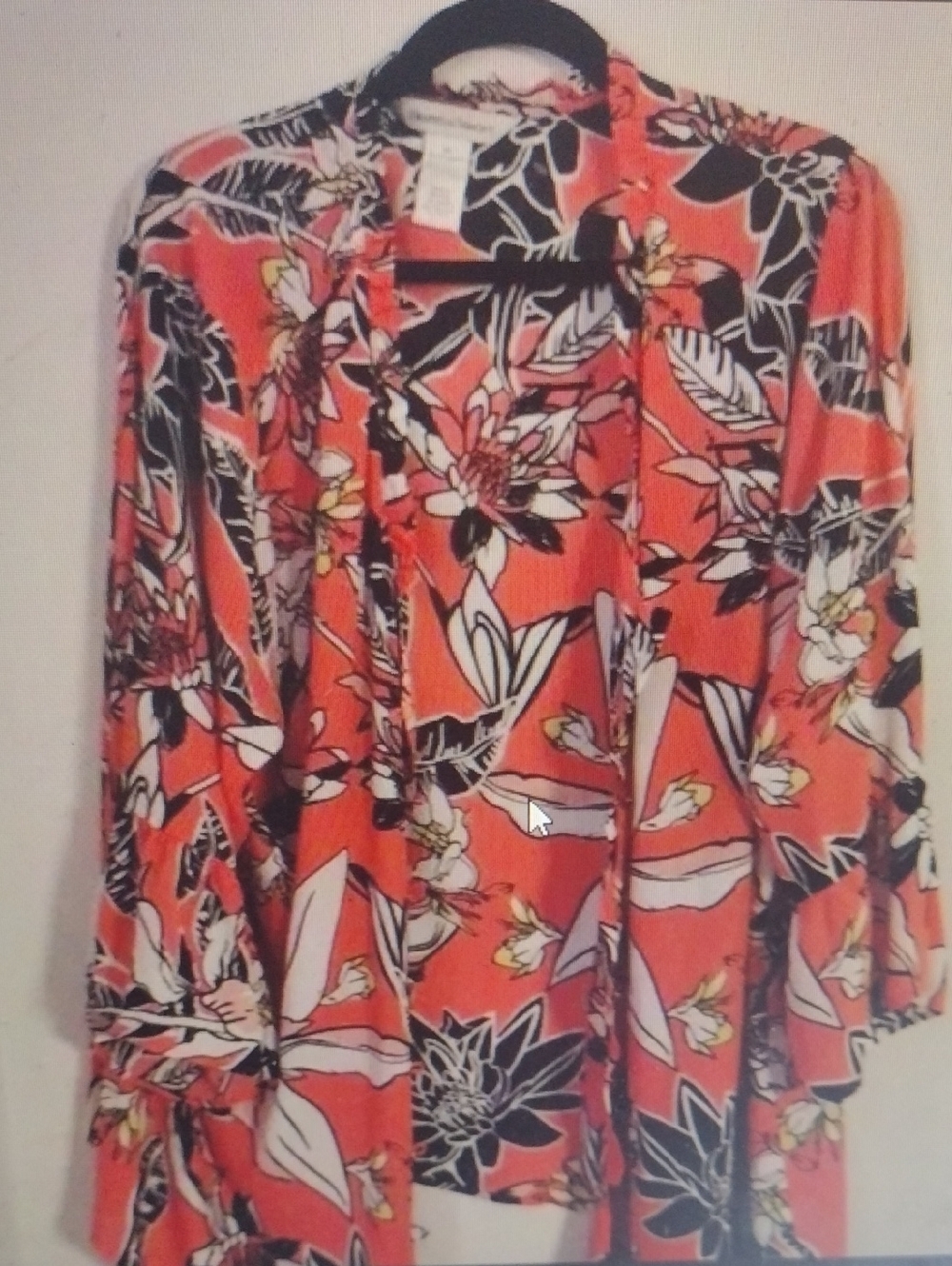 Coral Floral Open Front Kimono